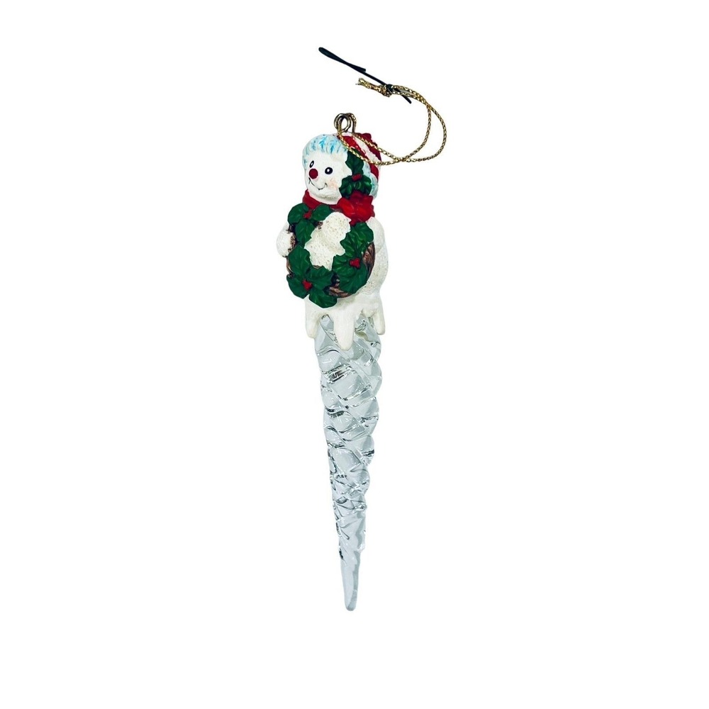 AVON GIFT COLLECTIONS Vintage Icicle Fun Christmas Ornament Snowman Wreath 1995